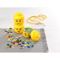 Žltá úložná škatuľa v tvare hlavy LEGO® silly, 10,5 x 10,6 x 12 cm
