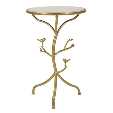 Estila Dizajnový glamour mramorový okrúhly kovový zlatý príručný stolík Natura Elegante s atypickou nohou 60 cm