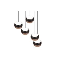 LED závesné svietidlo s kovovým tienidlom ø 30 cm v čierno-medenej farbe Orbit - Trio Select