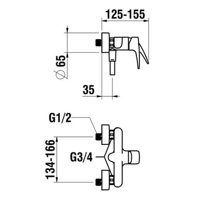 LAUFEN HF500750100600 - Sprchová sada LAURIN s baterií, lesklý chróm