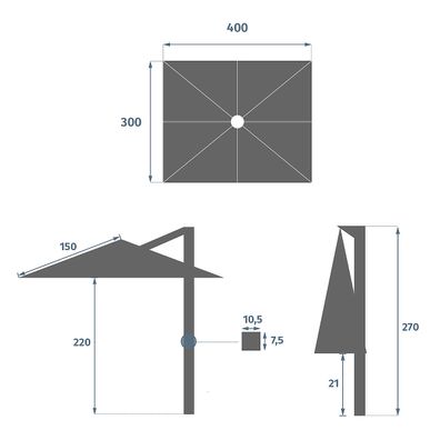 DEOKORK Slnečník výkyvný ELIPTICA 4 x 3 m