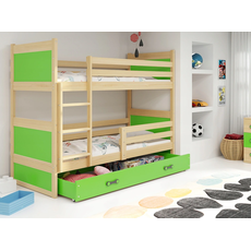 Interbeds Rico poschodová posteľ 200cm x 90cm borovicové drevo prírodno-zelená