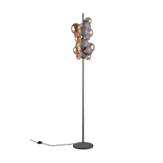 Stojacia lampa so skleneným tienidlom v sivo-zlatej farbe (výška 155 cm) Bubble – Trio Select