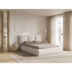 Béžová čalúnená dvojlôžková posteľ s úložným priestorom s roštom 180x200 cm Brody – Mazzini Beds