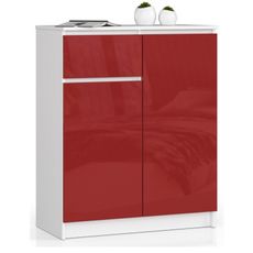 komoda K80 2D1SZ biela/červená lesk