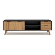Čierny/prírodný TV stolík z borovicového dreva 180x53 cm Lavis – Marckeric