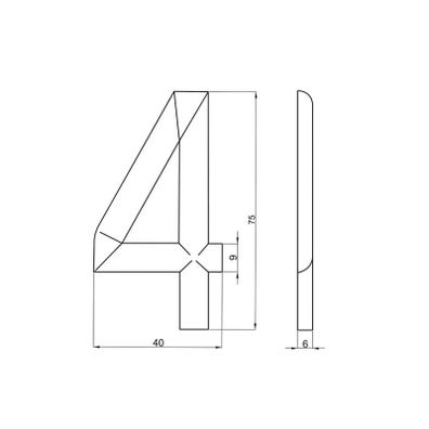 Číslica "4" 75mm bronz Bronz