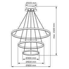 LED Luster na lanku LEA LED/60W/230V 4000K pr. 80 cm čierna