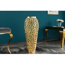 Estila Art deco dizajnová váza Hoja v zlatom prevedení s kovovou konštrukciou 90cm