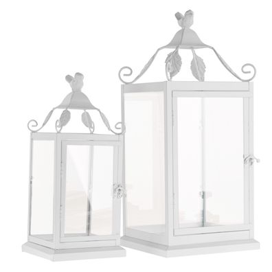 KONDELA Pogol Typ 1 kovový lampáš 32 cm biela