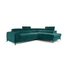 Eltap Rohová rozkládací sedací souprava LAURENCE 278 cm Mat Velvet 75 tmavě zelená pravá