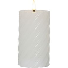 Biela vosková LED sviečka Star Trading Flamme Swirl, výška 15 cm