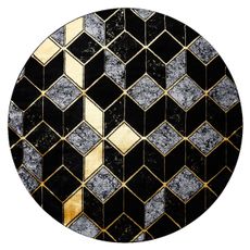 Dywany Łuszczów AKCIA: 120x120 (průměr) kruh cm Kusový koberec Gloss 400B 86 3D geometric black/gold kruh - 120x120 (priemer) kruh cm