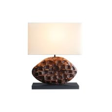 Estila Stolná lampa Selin s dekorom z tekového dreva vo vidieckom štýle 50 cm