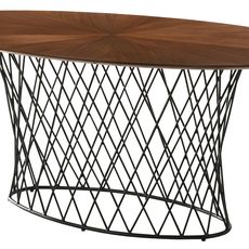 Estila Moderný oválny jedálenský stôl Nordica Nogal z orechovo hnedého dreva s čiernou kovovu podstavou 180cm