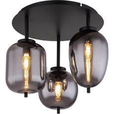 GLOBO Stropné svietidlo BLACKY čierna/dymová E14 40 W pr. 460 x 360 mm