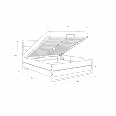 BMS Group Posteľ z dubového dreva LOFT 160x200cm výklopná