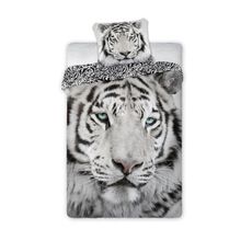 Obliečky bavlnené Deluxe 3D 200x140cm+90x70cm Tiger biely Faro
