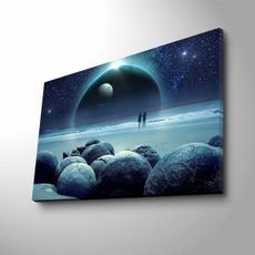 Wallity Obraz s LED osvetlením MESAČNÁ KRAJINA 45 x 70 cm