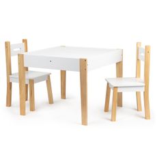 EcoToys Detský drevený stôl so stoličkami - biely