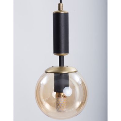 Žlté/čierne závesné svietidlo so skleneným tienidlom ø 15 cm Hector – Squid Lighting