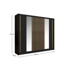KONDELA Ladder 250 šatníková skriňa s posuvnými dverami čierna / dub craft