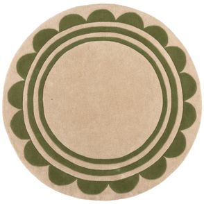 Flair Rugs koberce Ručne všívaný kusový koberec Lois Scallop Green kruh - 120x120 (priemer) kruh cm