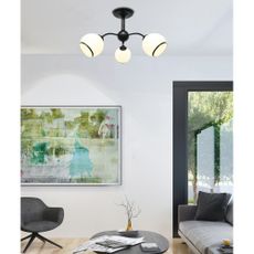 Čierno-biele stropné svietidlo so skleneným tienidlom 56x56 cm Marinen – Candellux Lighting