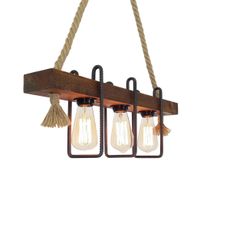 Závesný luster na lankách KUTUK 3xE27/40W/230V borovica