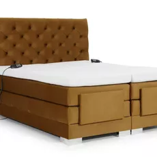 Kontinentálna posteľ CARLINO boxspring s elektrickým polohovaním 200x180, horčicová (Monolith 48)