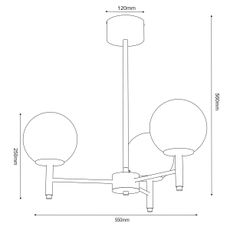 Luster na tyči AWINION 3xE27/15W/230V biela/zlatá/čierna