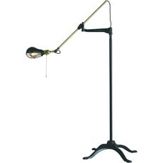Estila Polohovateľná stojaca lampa Vidar v zlatom modernom prevedení s čiernym otočným kovovým ramenom 200cm