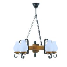 Luster na reťazi ROATA 5xE14/40W/230V pr. 30 cm buk