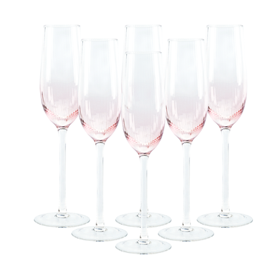 Poháre na šampanské, set 6 ks, 280 ml, ružová, CELESTE TYP 1
