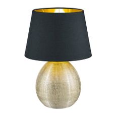 Čierna stolová lampa z keramiky a tkaniny Trio Luxor, výška 35 cm