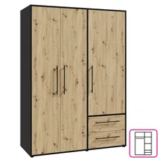 Skriňa, dub artisan/čierna, MOSKA TYP 1