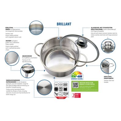 Elo 22220 Basic Nerezový hrniec Brillant 20 cm,3,2 l, 3,2 l