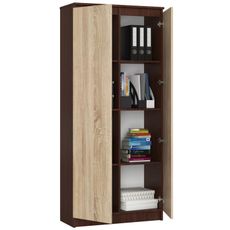 Regál R 80 cm CLP 2 dvierka 8 poličiek wenge/dub sonoma