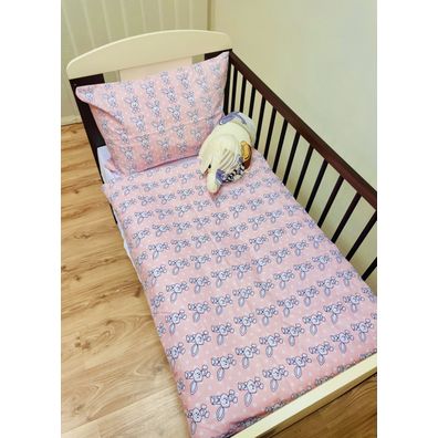 Obliečky bavlnené detské Zajačik ružový TiaHome - 1x Vankúš 90x70cm, 1x Paplón 140x200cm