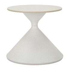 Estila Minimalistický okrúhly mramorový biely príručný stolík Edal z keramiky s kužeľovou nohou 42 cm
