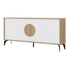 Nízka komoda v dekore duba v bielo-prírodnej farbe 180x82 cm Vae – Marckeric