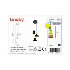 Lindby - Luster na lanku 3xE27/60W/230V