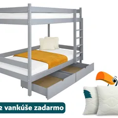 Wilsondo Poschodová posteľ s úložným priestorom Paula 2 90x200 Sivá