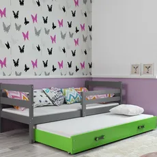 Posteľ s prístelkou ERIK 2 - 200x90cm Grafitový - Zelený