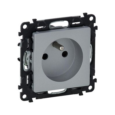 Legrand 753380 - Zásuvka domová VALENA LIFE 250V/16A 2P+T AS. hliník
