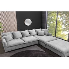Sedací set Rohový Heaven s taburetkou a pohovkou - Šedý Teddy