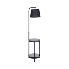 Stojacia lampa so stolíkom 1xE27/60W/230V USB čierna