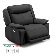 Kožené kreslo CONTINENTAL s elektrickou funkciou relax 1P, elektrické, čierna (nero 308)