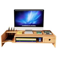 Drevený DIY stojan pod monitor so zásuvkou 180 tmavé drevo Tmavé drevo