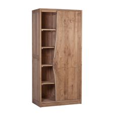 Estila Moderná masívna šatníková skriňa Abertura s dvojitými dvierkami s atypickým tvarom v prírodnej svetlej hnedej farbe 190 cm
